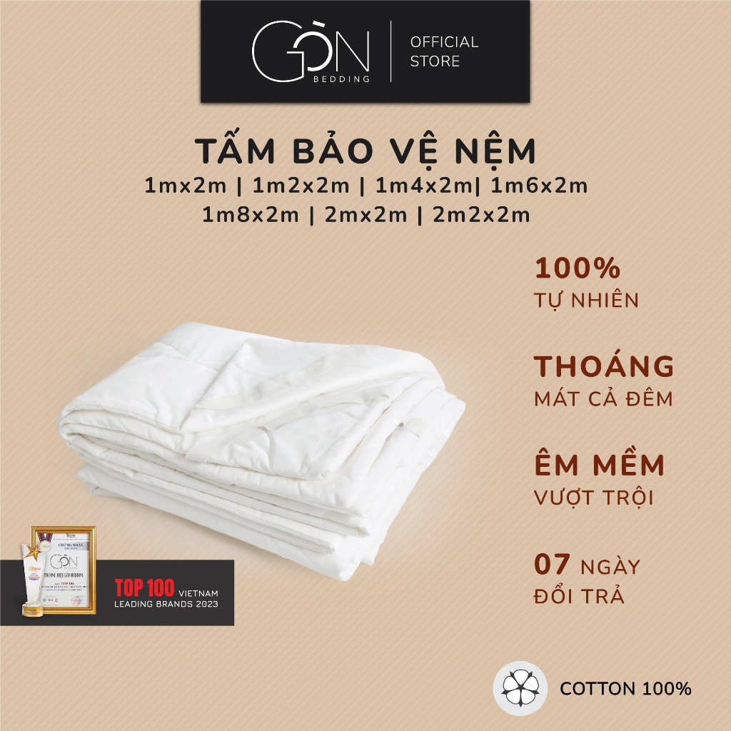 Tấm Bảo Vệ Nệm Cotton 100% Gòn Bedding Nhiều Kích Thước