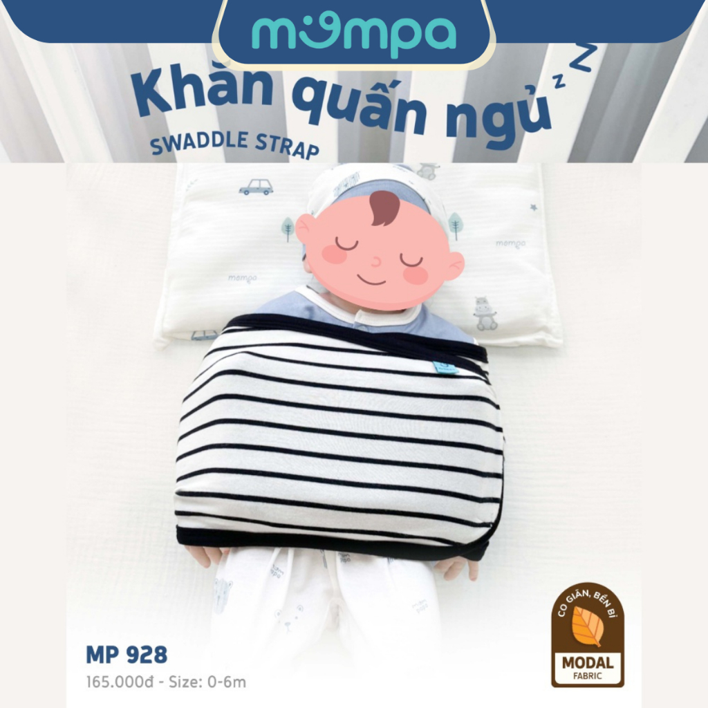Khăn quấn tay cho bé Mompa hạn chế giật mình thoáng khí thoải mái hỗ trợ giấc ngủ vải Modal co giãn bền bỉ mềm mại 928