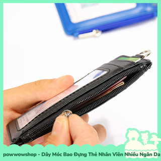 [Sẵn VN - Hỏa Tốc] Dây Móc Bao Đựng Thẻ Nhân Viên Dọc Nhiều Ngăn Da Pu Phong Cách Tối Giản Tinh Tế