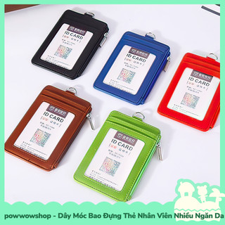 [Sẵn VN - Hỏa Tốc] Dây Móc Bao Đựng Thẻ Nhân Viên Dọc Nhiều Ngăn Da Pu Phong Cách Tối Giản Tinh Tế