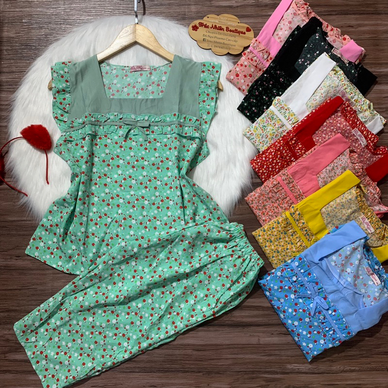 Bộ đồ ngủ tay cánh tiên hoạ tiết siêu dễ thương size 40-75kg quần có 2 túi - B54