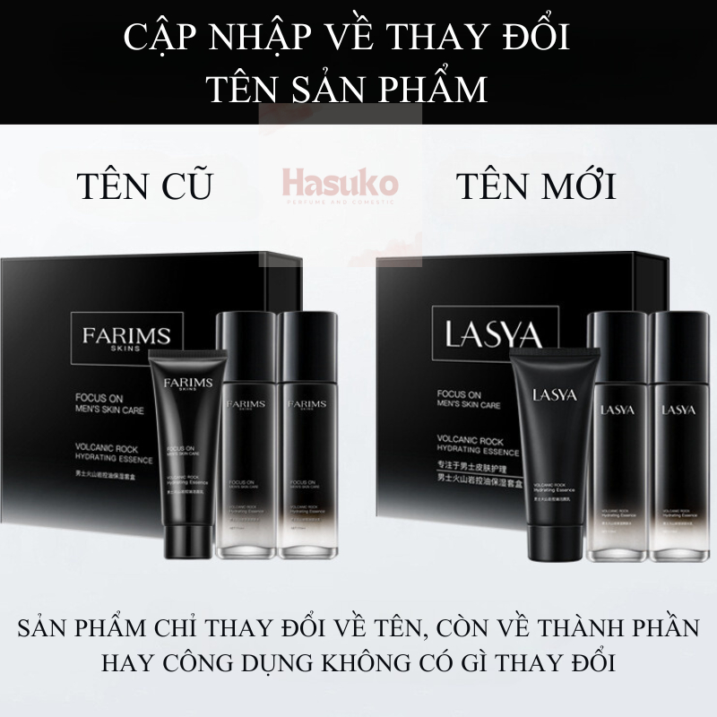 Bộ mỹ phẩm chăm sóc da cho nam LASYA, Sữa rửa mặt+Toner+Kem dưỡng ẩm, Làm sạch, trắng da, dưỡng ẩm