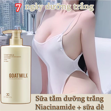 Sữa tắm trắng da sữa tắm dê 800ml sữa dê dưỡng trắng niacinamide làm sạch sâu hương thơm nồng nàn lâu dài