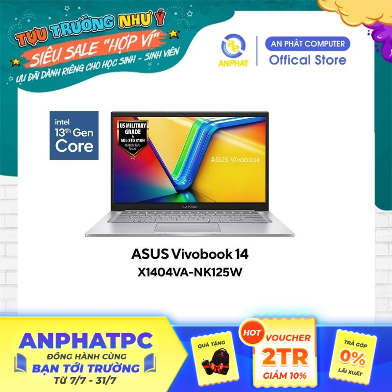[Mã ELCL12 giảm 12% đơn 10TR] Laptop Asus Vivobook 14 X1404VA-NK125W (Core i5-1335U & 14 inch FHD)