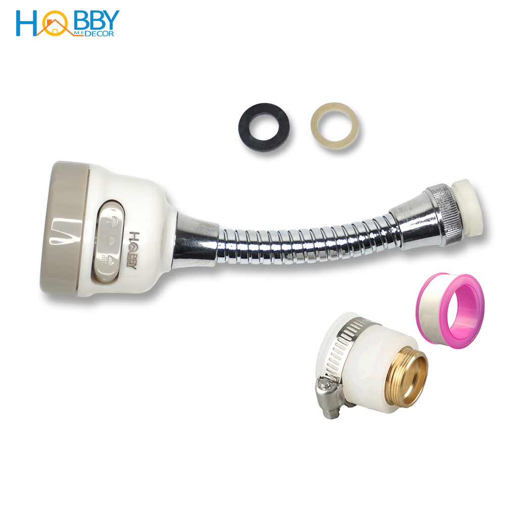 Bộ đầu nối vòi rửa bát tăng áp nối dài thân mềm 3 chế độ phun Hobby Home Decor VSTADAY kèm đầu chuyển ren