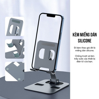 Giá đỡ điện thoại nhôm để bàn gấp gọn có thể điều chỉnh độ cao, góc nhiêng kệ kê đỡ máy tính bảng ipad tablet cao cấp