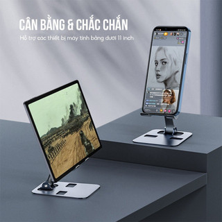 Giá đỡ điện thoại nhôm để bàn gấp gọn có thể điều chỉnh độ cao, góc nhiêng kệ kê đỡ máy tính bảng ipad tablet cao cấp
