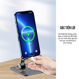 Giá đỡ điện thoại nhôm để bàn gấp gọn có thể điều chỉnh độ cao, góc nhiêng kệ kê đỡ máy tính bảng ipad tablet cao cấp