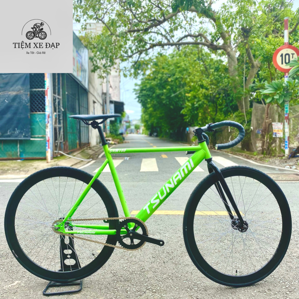 Xe Đạp Fixed Gear Tsunami SNM100 Xanh Neon Shopee Việt Nam