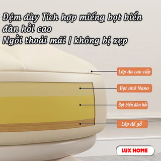 Ghế tròn xoay bệt có bánh xe đa năng xoay 360 độ, đệm ghế da PU êm ái bền bỉ chống nước bám bẩn màu sắc sang trọng