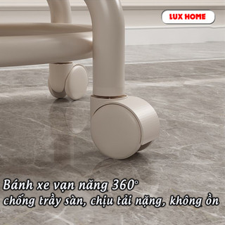 Ghế tròn xoay bệt có bánh xe đa năng xoay 360 độ, đệm ghế da PU êm ái bền bỉ chống nước bám bẩn màu sắc sang trọng