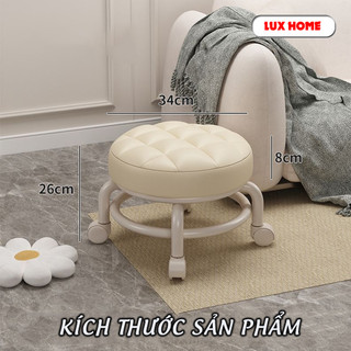 Ghế tròn xoay bệt có bánh xe đa năng xoay 360 độ, đệm ghế da PU êm ái bền bỉ chống nước bám bẩn màu sắc sang trọng