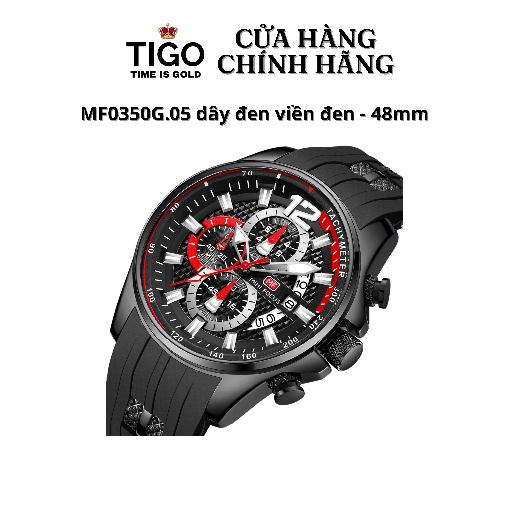 Đồng Hồ Nam MINI FOCUS MF0350G.05 Dây Silicone Đen Viền Đen Thép Không ...