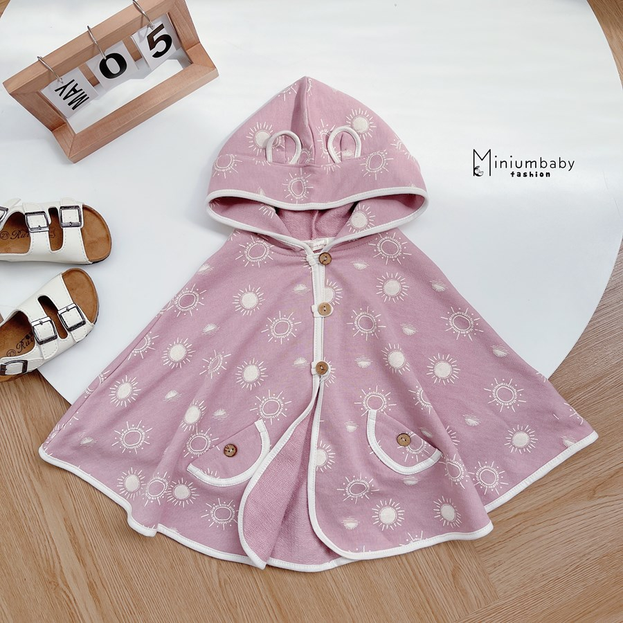 Áo choàng chống nắng cho bé trai,bé gái chất cotton, chống nắng, cản gió bé 0-6 tuổi miniumbaby ACCD
