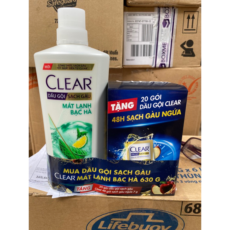 Dầu Gội Clear Mát Lạnh Bạc Hà 650ml tặng kèm tùy theo mỗi đợt công ty khuyến mãi