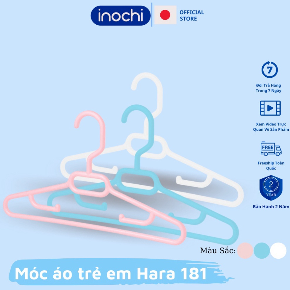 Set 10 Móc treo quần áo trẻ em Hara 181 Inochi cao cấp, tiêu chuẩn Nhật Bản