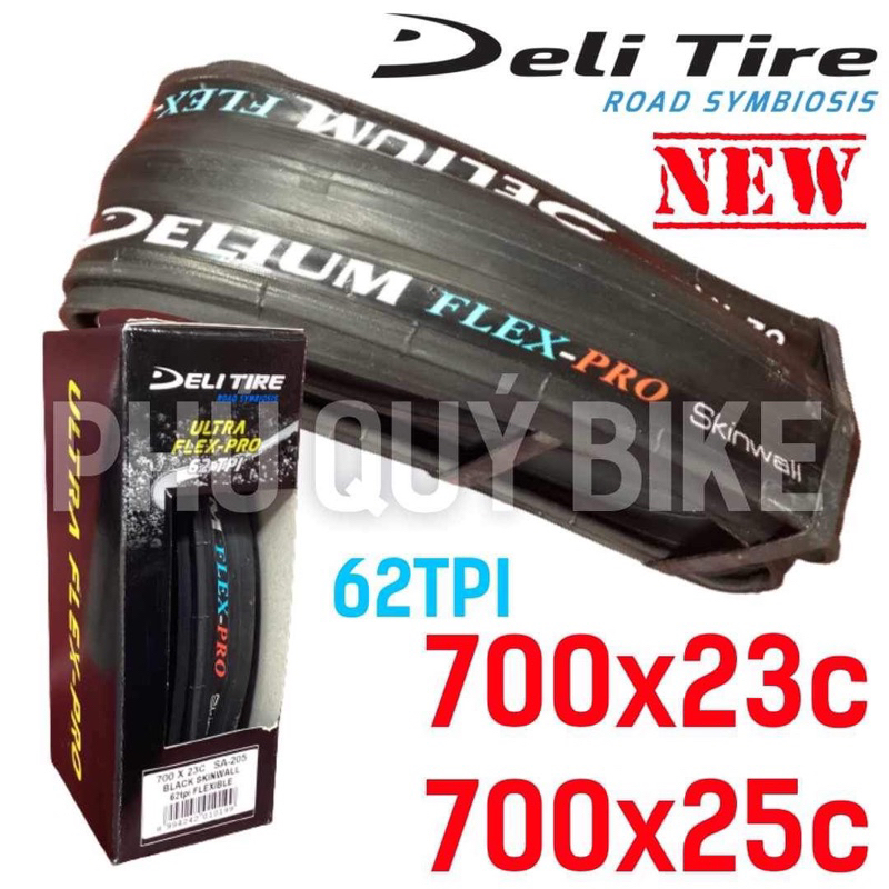 2 Pneus Vélo Route Deli Tire Ultra Flex Pro - 700x23C, Tubulaires, Noirs