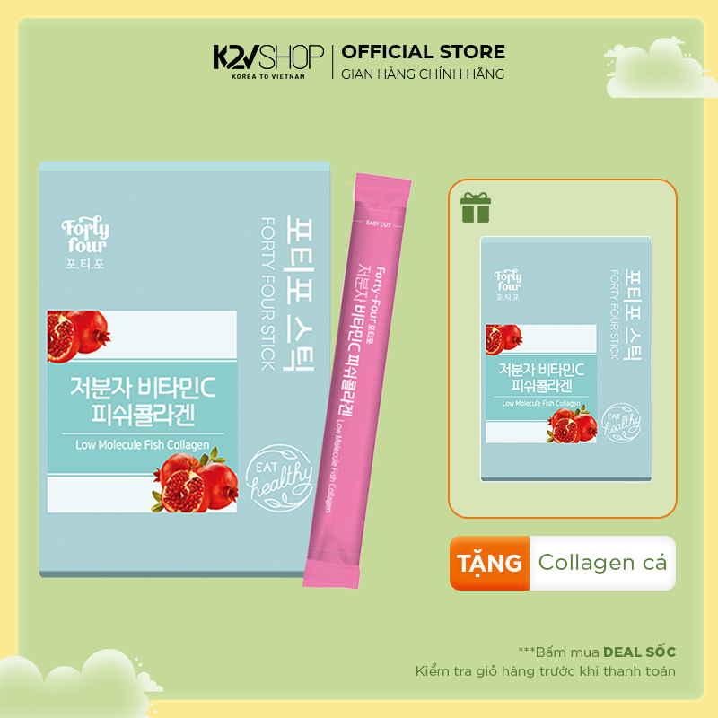 Hộp 30 Gói Collagen Cá Và Vitamin C Đẹp Da Forty Four Hàn Quốc (2g/Gói) - K2V Shop