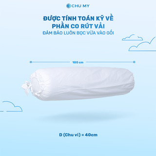Vỏ gối ôm CHU MY T400, 100% cotton, màu trắng, 40x100cm - Chuẩn khách sạn