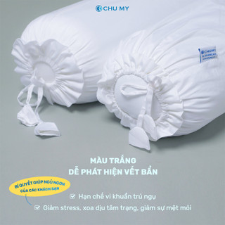 Vỏ gối ôm CHU MY T400, 100% cotton, màu trắng, 40x100cm - Chuẩn khách sạn