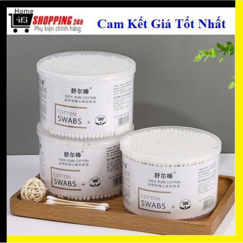 Bông ráy tai cotton swab 500 cây, tăm bông ráy tai có thể dùng cho bé ...