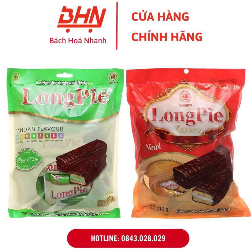 Bánh Bông Lan Phủ Sô-cô-la Long Pie Hải Hà 216Gr (12 Bánh) | Shopee ...