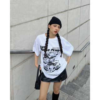 Áo thun Unisex tay lỡ form rộng cổ tròn Youth In Car Local Brand màu trắng, đen, hồng | Youth Power