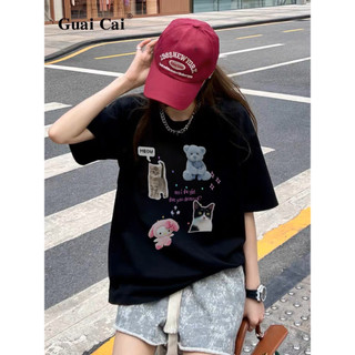 Áo phông form rộng hình MEOW MEOW và Gấu dễ thương, áo thun tay lỡ ulzang nam nữ siêu xinh