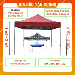 Nhà Bạt Di Động 3M X 3M Che Nắng, Che Mưa Ngoài Trời, Khung Thép Sơn Tĩnh Điện