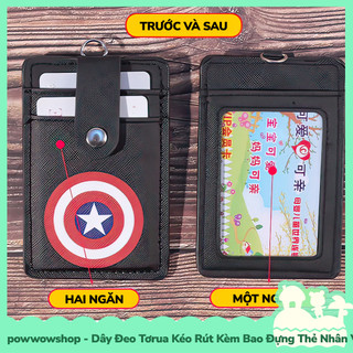 [Sẵn VN - Hỏa Tốc] Dây Đeo Thẻ Tơrua Kéo Rút Kèm Bao Đựng Thẻ Nhân Viên Da Pu Nhiều Ngăn Phong Cách Nhân Vật Hoạt Hình