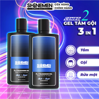 Combo 2 Sữa tắm gội và Rửa mặt 3 in 1 SHINEMEN cho nam trưởng thành trung niên, hương  AWA-AMOR 300ml