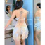 HT430 Set váy ngủ và áo choàng sexy dây đan lưng, đồ ngủ lụa tay loe sang chảnh HT430 (14+236)