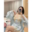 HT430 Set váy ngủ và áo choàng sexy dây đan lưng, đồ ngủ lụa tay loe sang chảnh HT430 (14+236)