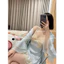HT430 Set váy ngủ và áo choàng sexy dây đan lưng, đồ ngủ lụa tay loe sang chảnh HT430 (14+236)