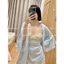 HT430 Set váy ngủ và áo choàng sexy dây đan lưng, đồ ngủ lụa tay loe sang chảnh HT430 (14+236)