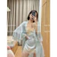 HT430 Set váy ngủ và áo choàng sexy dây đan lưng, đồ ngủ lụa tay loe sang chảnh HT430 (14+236)