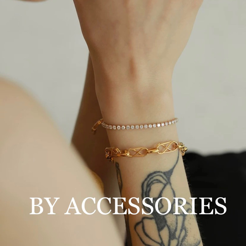 Lắc tay nữ unisex titan kiểu hình học vô cực số 8 mạ vàng 18K không gỉ WB2315