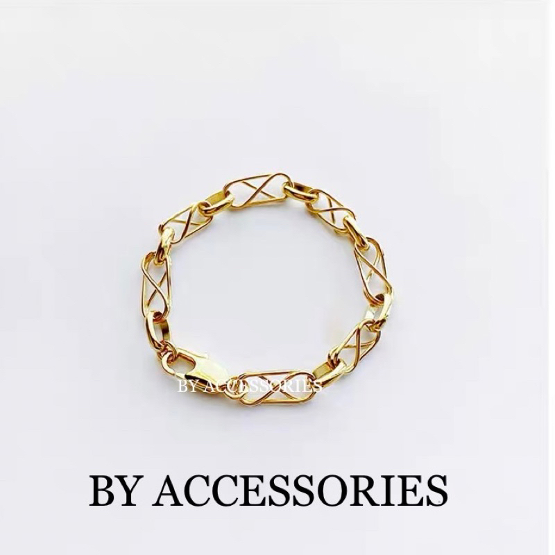 Lắc tay nữ unisex titan kiểu hình học vô cực số 8 mạ vàng 18K không gỉ WB2315