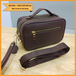 Clutch hộp nam cầm tay handmade 2 ngăn khóa kéo, có khóa số bảo mật, có dây đeo chéo chất liệu da bò thật CL11 — ảnh 7
