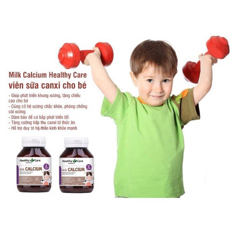 Bộ sản phẩm DHA, Canxi milk, Vitamin C, Kẽm và bổ mắt Healthy Care cho bé