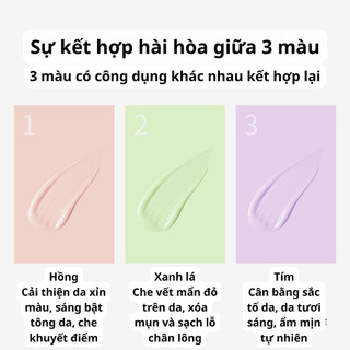 Kem lót trang đIểm Baizton 3 màu kem nền trang đIểm dưỡng ẩm da trắng sáng bật tone