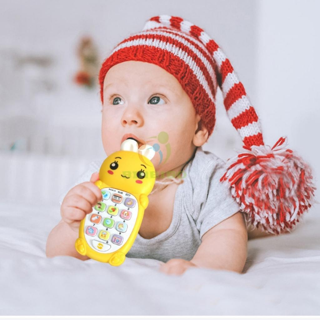 Điện thoại đồ chơi song ngữ Anh Việt cho bé có nhạc Tiếng Việt và đèn(Kèm pin + Dây đeo cổ - Binbibo