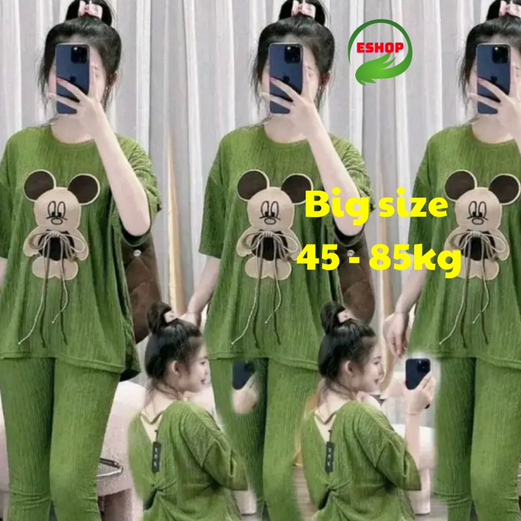 Thời Trang Bigsize Đồ Bộ Nữ Quần Dài Vải Thun Xốp Nhật ESHOP Đồ Mặc Nhà Trung Niên Mặc Đẹp Dễ Thương Sang Chảnh DX68