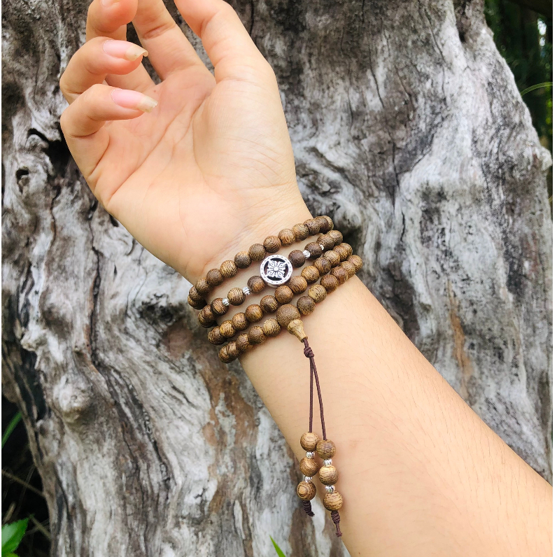 Vòng tay bằng trầm hương tốc vườn hàng lưa mix charm 6 ly 108 hạt-phong cách thời trang đẹp xịn-Trầm Hương Hội an