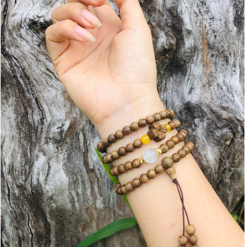 Vòng tay bằng trầm hương tốc vườn hàng lưa mix charm 6 ly 108 hạt-phong cách thời trang đẹp xịn-Trầm Hương Hội an
