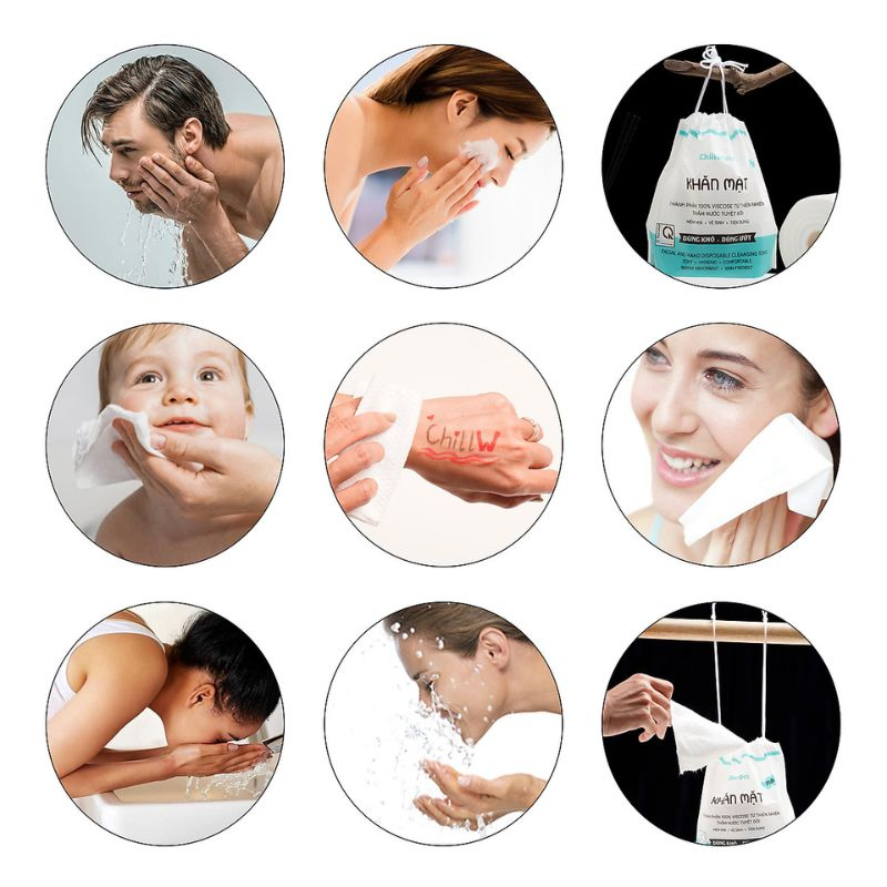 Ảnh Khăn mặt khô Chillwipes Facial Hand Disposable Cleansing Towel 80 khăn - Cocolux 4