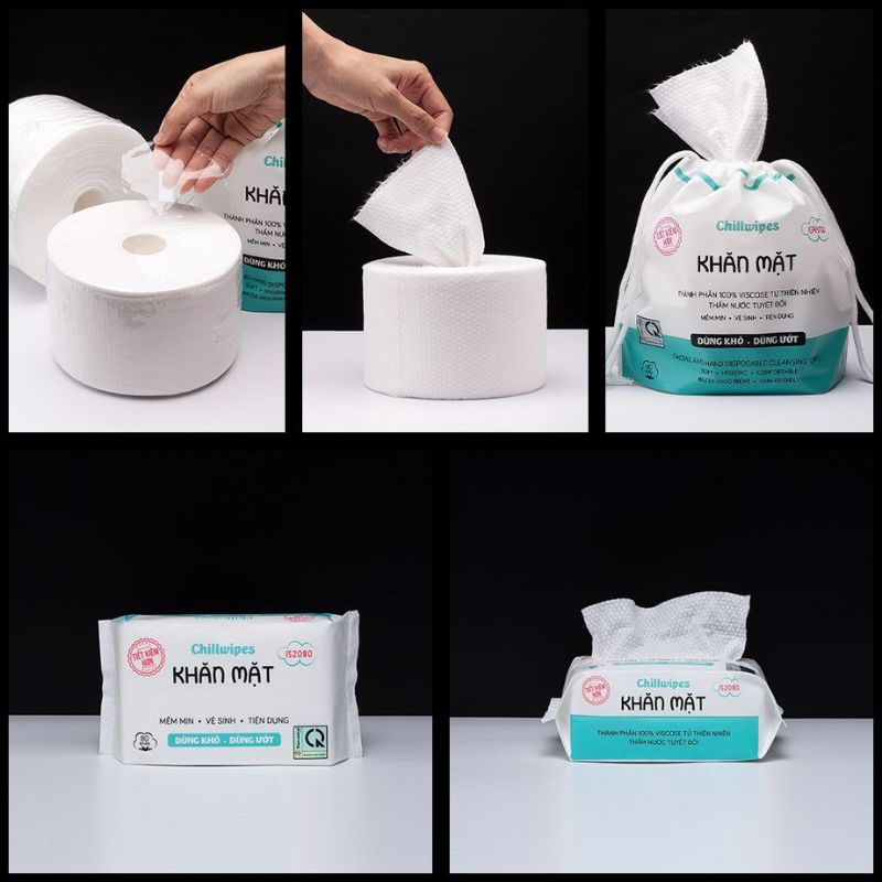 Ảnh Khăn mặt khô Chillwipes Facial Hand Disposable Cleansing Towel 80 khăn - Cocolux 3