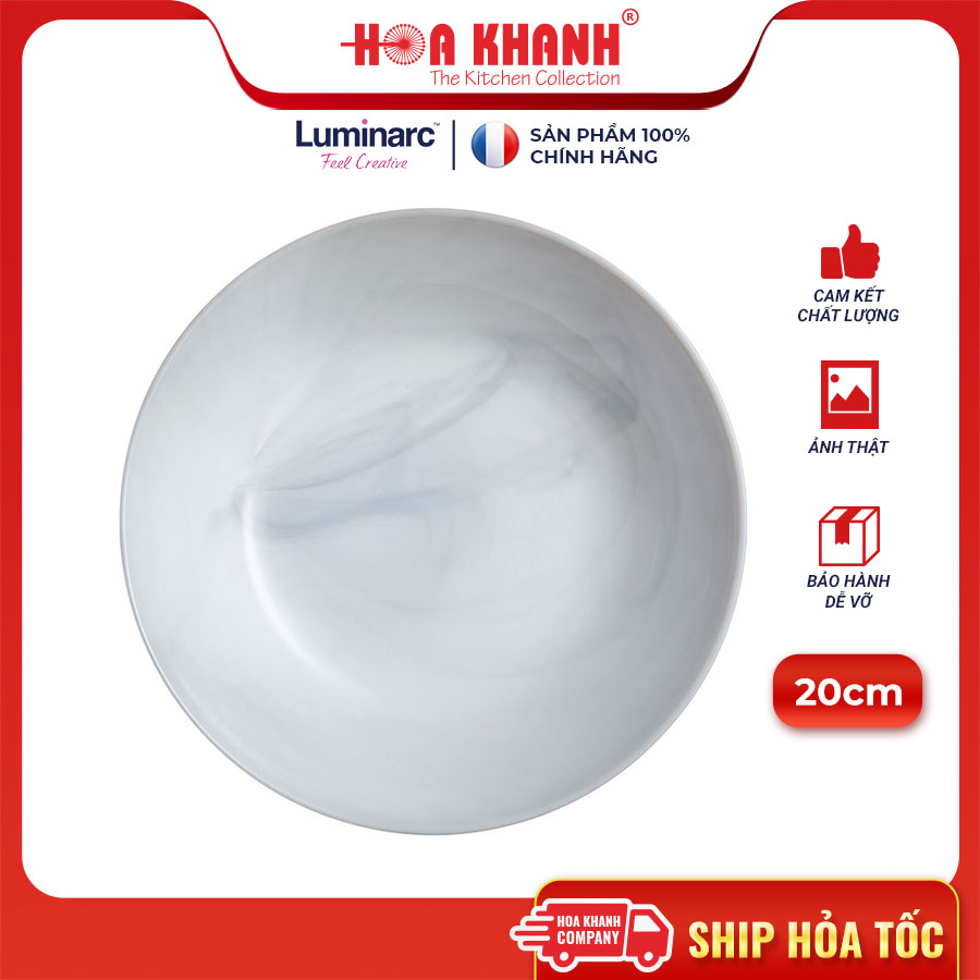 Đĩa sâu thủy tinh Luminarc Diwali Granit Marble 20cm kháng vỡ, chịu ...