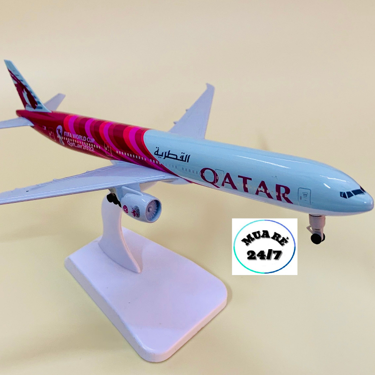 MÔ HÌNH MÁY BAY QATAR AIRLINES HỢP KIM CAO CẤP 20CM CÓ BÁNH XE KÈM ĐẾ TRƯNG BÀY