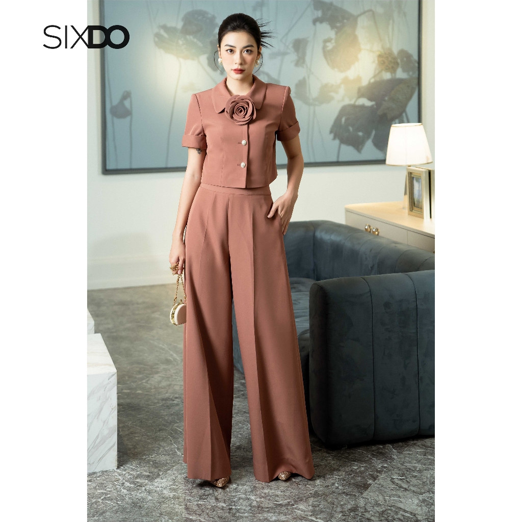 Quần âu nữ tuýt xi ống rộng thanh lịch SIXDO Russet Wide Leg Pants